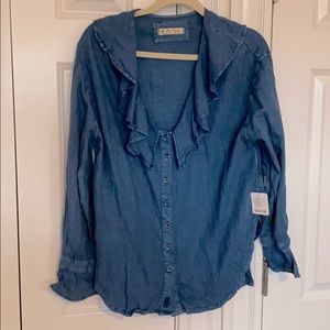 NWT Free People ruffle button up